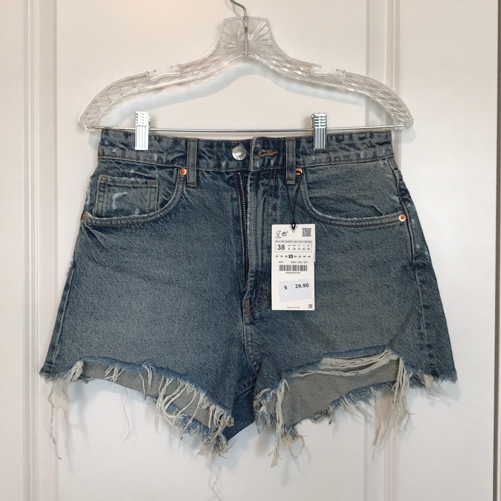 Zara hi rise denim shorts